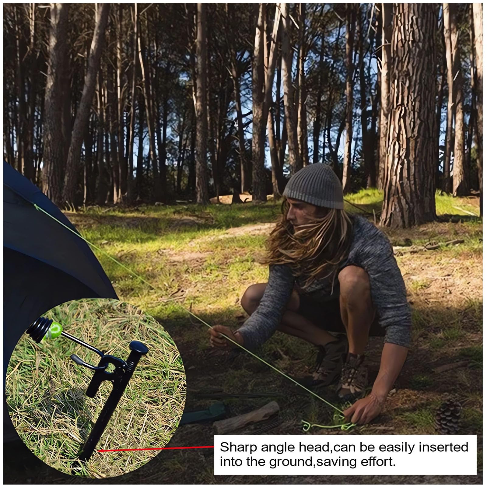 8 Piquetas para Tienda de Acero, Tarea Pesada Estacas para Tienda 20cm, Piquetas Camping Suelo Duro, Piquetas Largas y Estables para Camping, con Gancho y Aagujero para Acampar y al Aire Libre Ideal