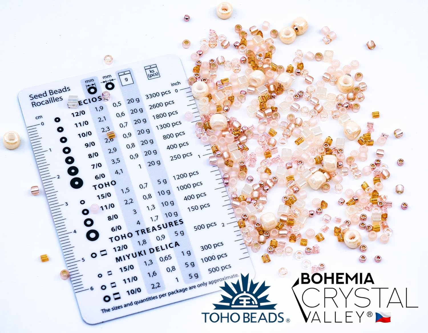 Bohemia Crystal Valley Czech Glass Beads & Japaneese TOHO Seed for Jewelry Making Set - 4 Gentle Distinct Colors Beads: Table Cut Flowers, Fire Polished Faceted 4mm, 2X Rocailles Mix Teal Pink Beige - Image 5