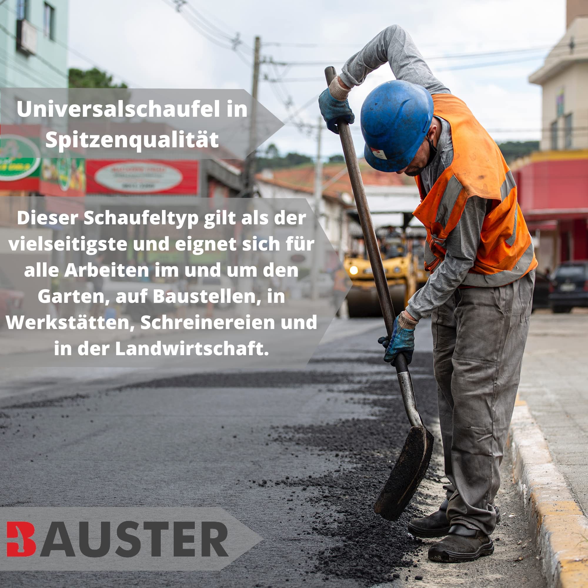 robuste Schaufel 280x230mm Stiel 100cm hochwertig Bauschaufel Stahlblech