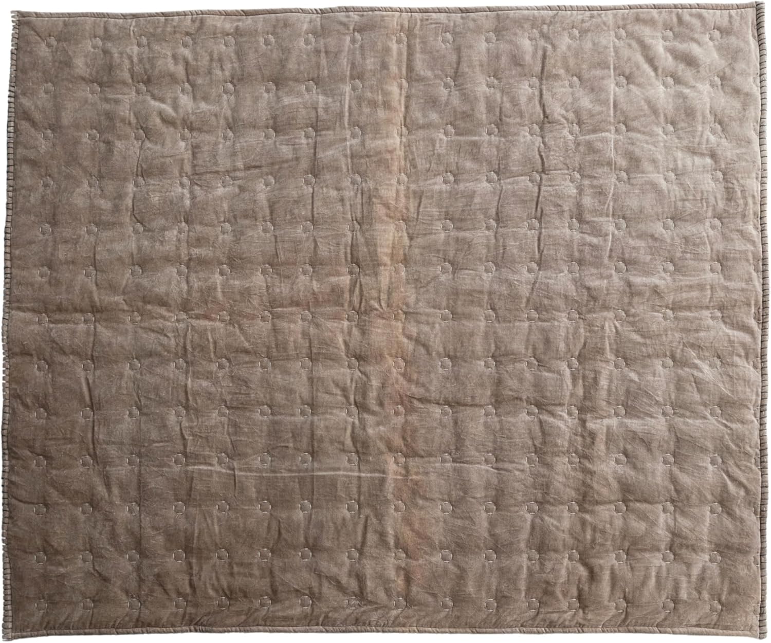 Creative Co-Op Cotton Velvet Quilted Throw, Taupe