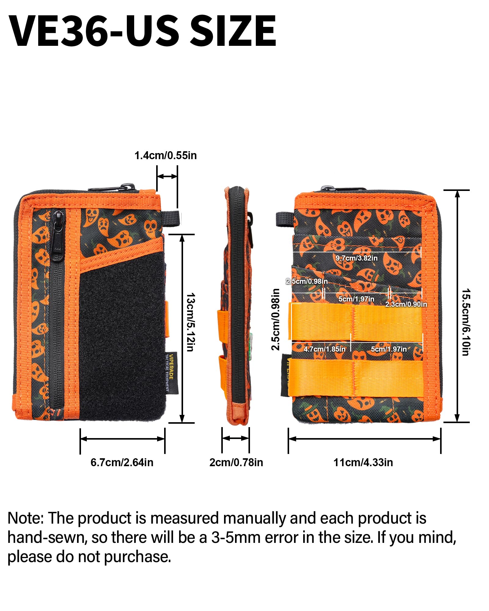 VIPERADE VE36 Schlanke EDC Pouch mit DIY Patch-Bereich, Minimalistische Geldbörse für Herren, EDC Tasche Organizer für Multitools
