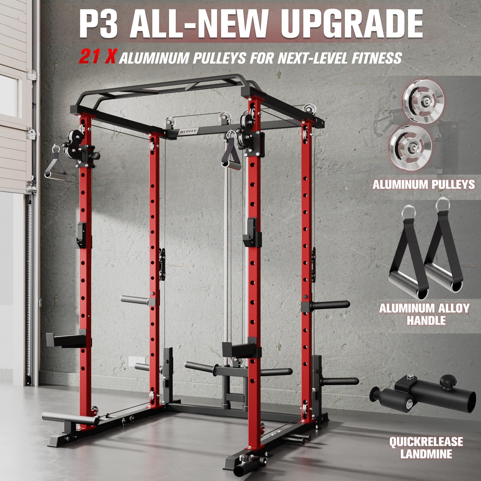 Snapklik.com : RitFit PPC-P3 Squat Rack Power Cage Home Gym Package ...