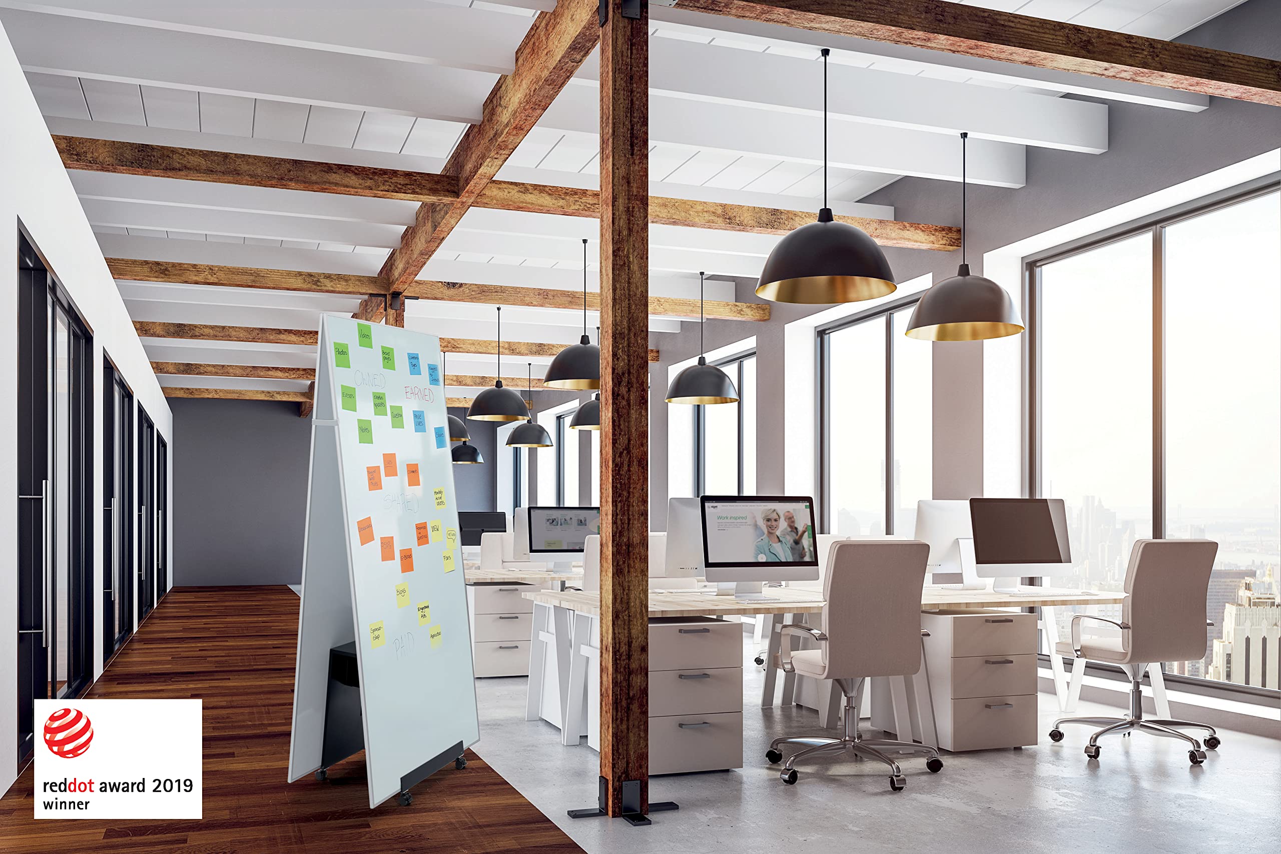 SIGEL MUB04 Tableau blanc portable (90 x 180 cm), support, Meet up Set pour méthode agile