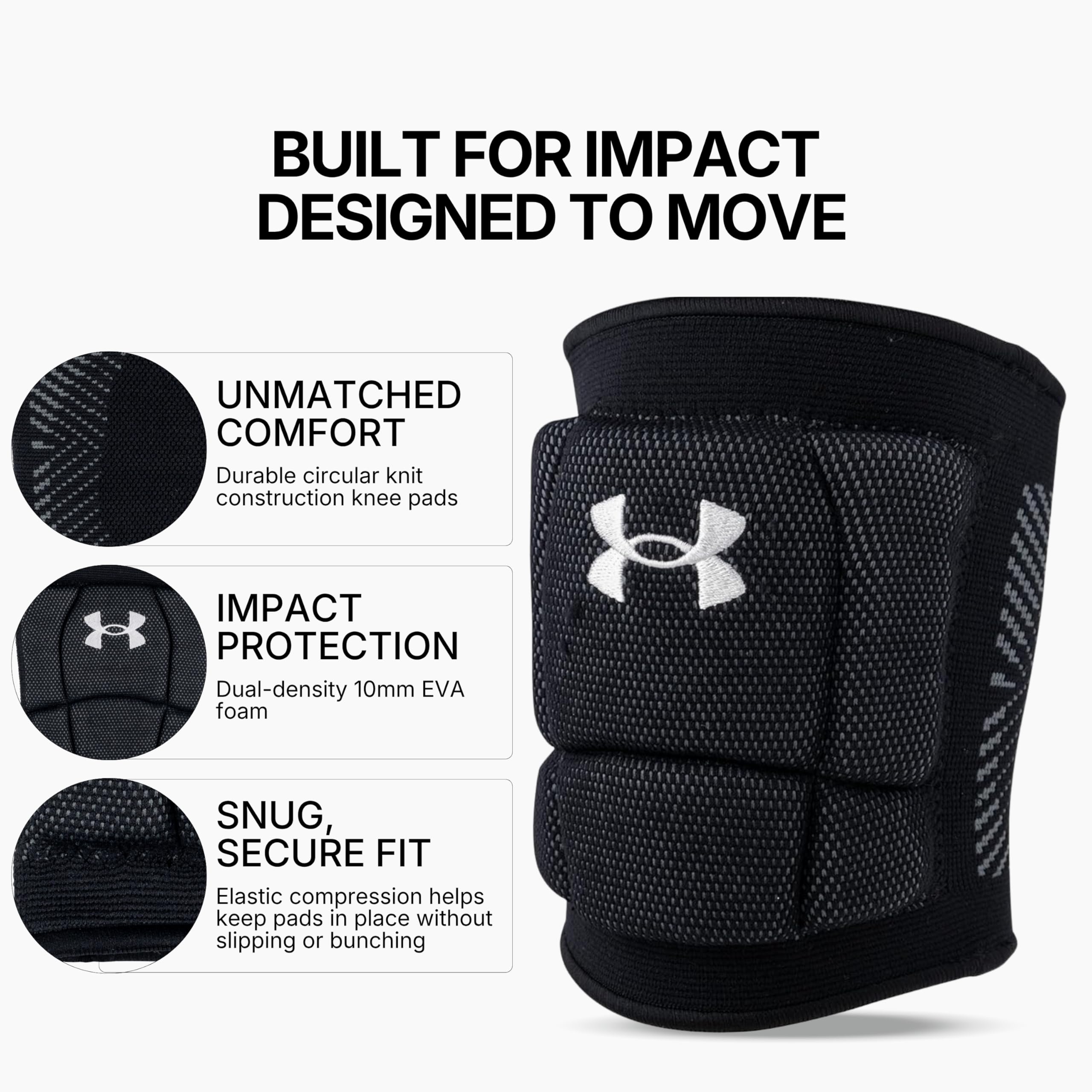 Under Armour Volleyball-Knieschützer, leicht, langlebiger Schutz auf dem Platz, Größen für Jugendliche und Erwachsene
