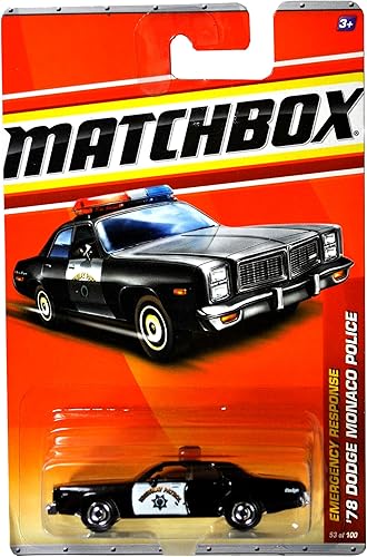Matchbox 2010 MBX Emergency Response Series 1:64 Escala Die Cast Car #53 - '78 Dodge Monaco Police Highway Patrol (T8944)