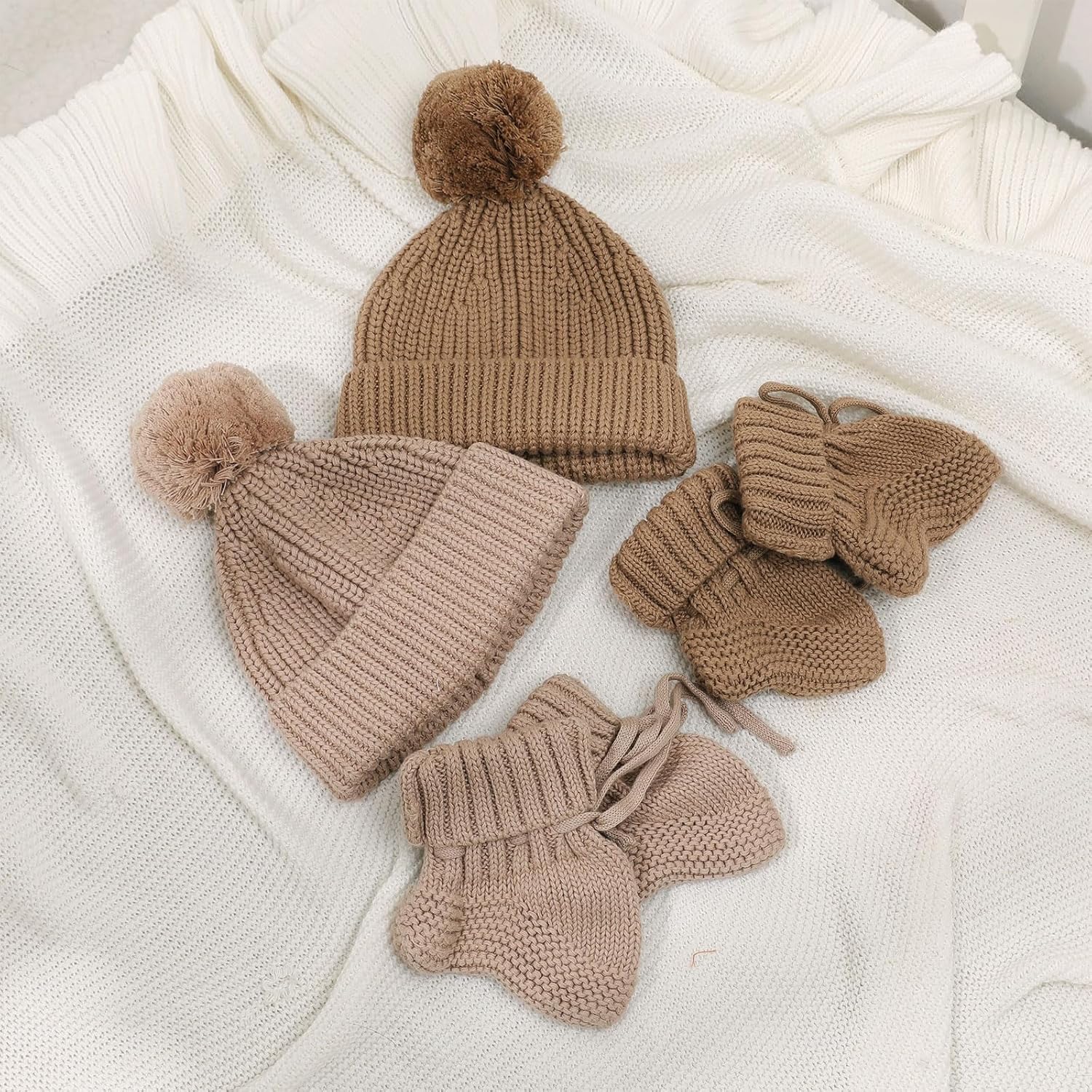 Newborns Knit Playsuit Set Including Warm Hat and Knitting Socks, Soft Breathable Baby Romper for Infants Cosy Knit Jumpsuit