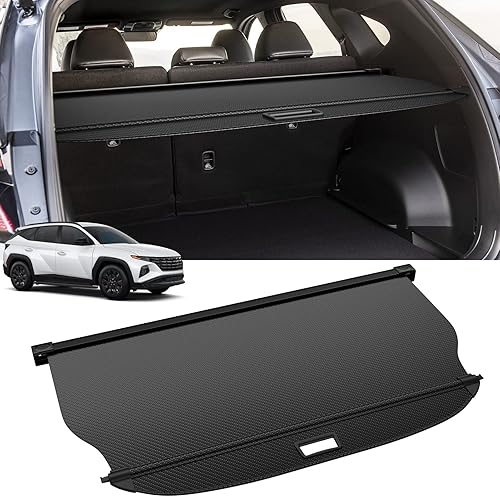 Octomo Funda de carga retráctil para Hyundai Tucson 2021-2025 (gas e híbrido), cubierta de seguridad para maletero, color negro, compatible con