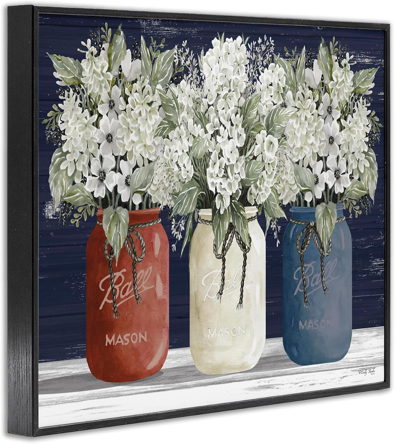 Stupell Industries 'Americana Floral Bouquets', Framed Giclee Art, Black, 14 x 11 Inches, Easy to Hang and Sturdy, Made in USA, by Cindy Jacobs