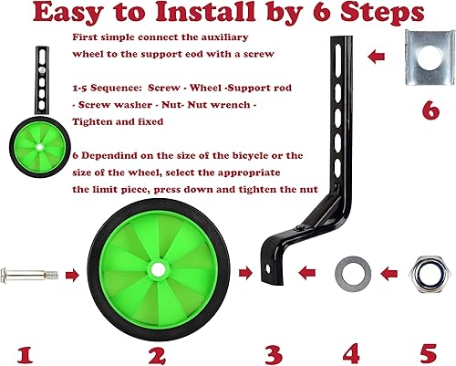 Miniatura 4 de Ruedas de entrenamiento de bicicleta para niños y niñas, versión más fuerte, kit de estabilizadores de bicicleta traseros resistentes para