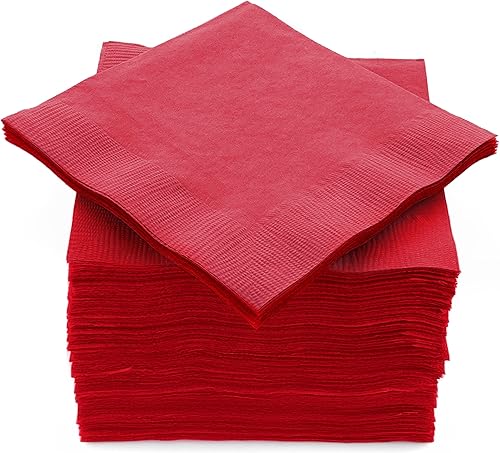 Amcrate Paquete grande de 100 servilletas rojas para bebidas, ideal para bodas, fiestas, cumpleaños, cenas, almuerzos y cócteles (5 x 5 pulgadas)