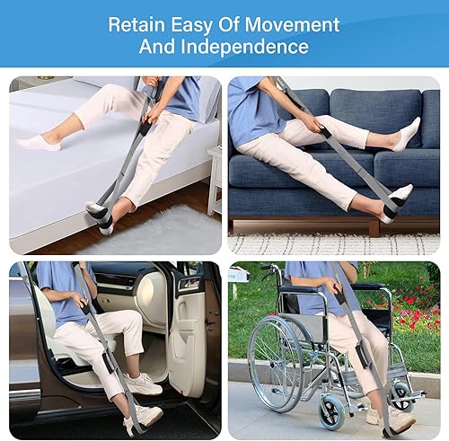 Miniatura 2 de Correa de levantamiento de piernas de 39 pulgadas de largo con asas acolchadas y bucle para el pie, levantador rígido de piernas para recuperación