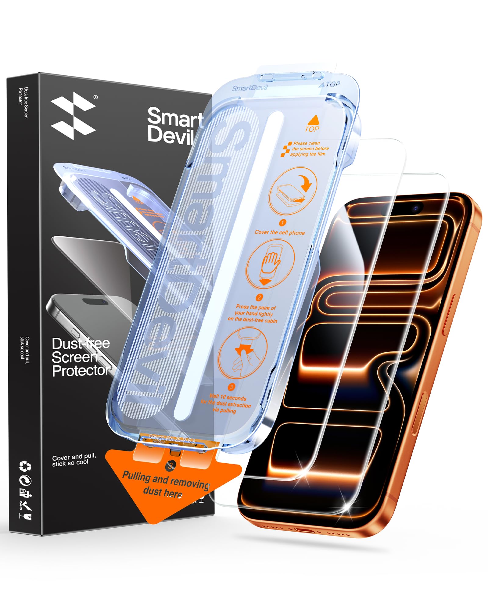 SMARTDEVIL Protector de Pantalla Alta Transparencia para iPhone 17 Pro Max | 2 Piezas, 6,9 Pulgadas, HD Clarity, Vidrio Templado 9H, Instalación Fácil, Anti-Golpes, Compatible Face ID/Funda Global Recycled Standard Global Recycled Standard Global Recycled Standard