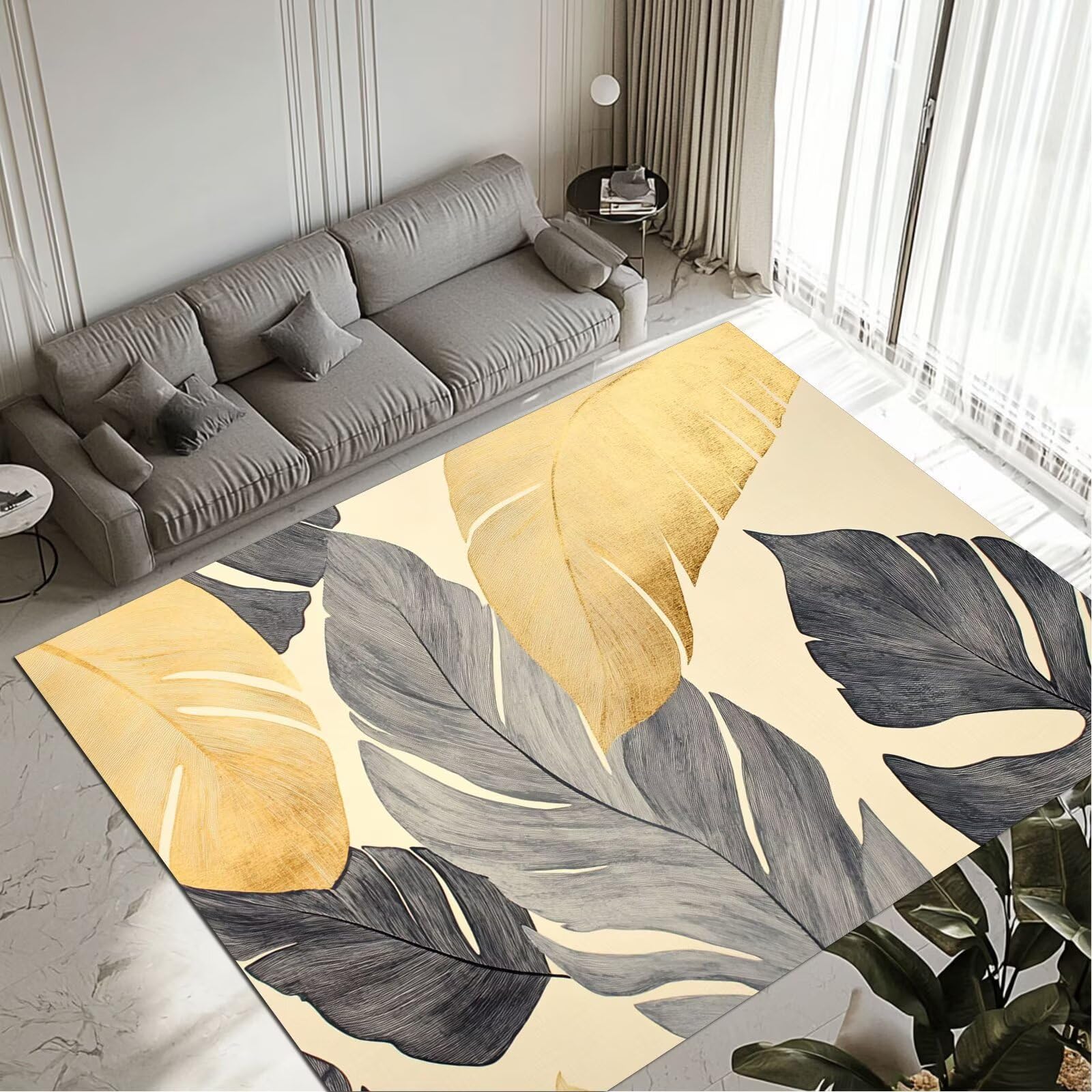 Tapis de salon lavable et imperméable 50x80cm avec envers antidérapant