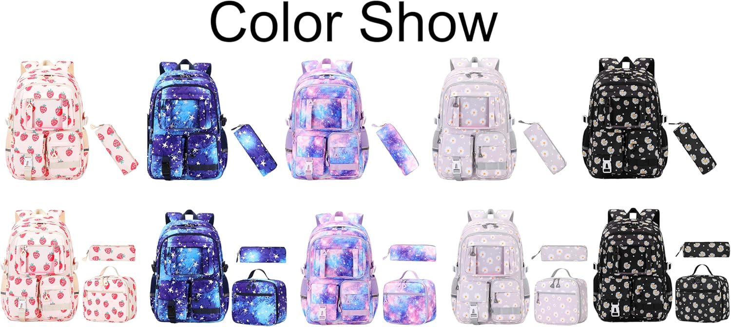 JiaYou Girls Dopamine Color Backpack Casual Daypack fit for School travel outdoor activities(Strawberry-3Pcs,25 Liters) - Image 6