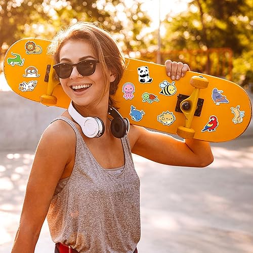 Miniatura 5 de Dorgua 100 calcomanías de animales bonitos, calcomanías de vinilo de animales no repetitivos, calcomanías de animales lindos impermeables para