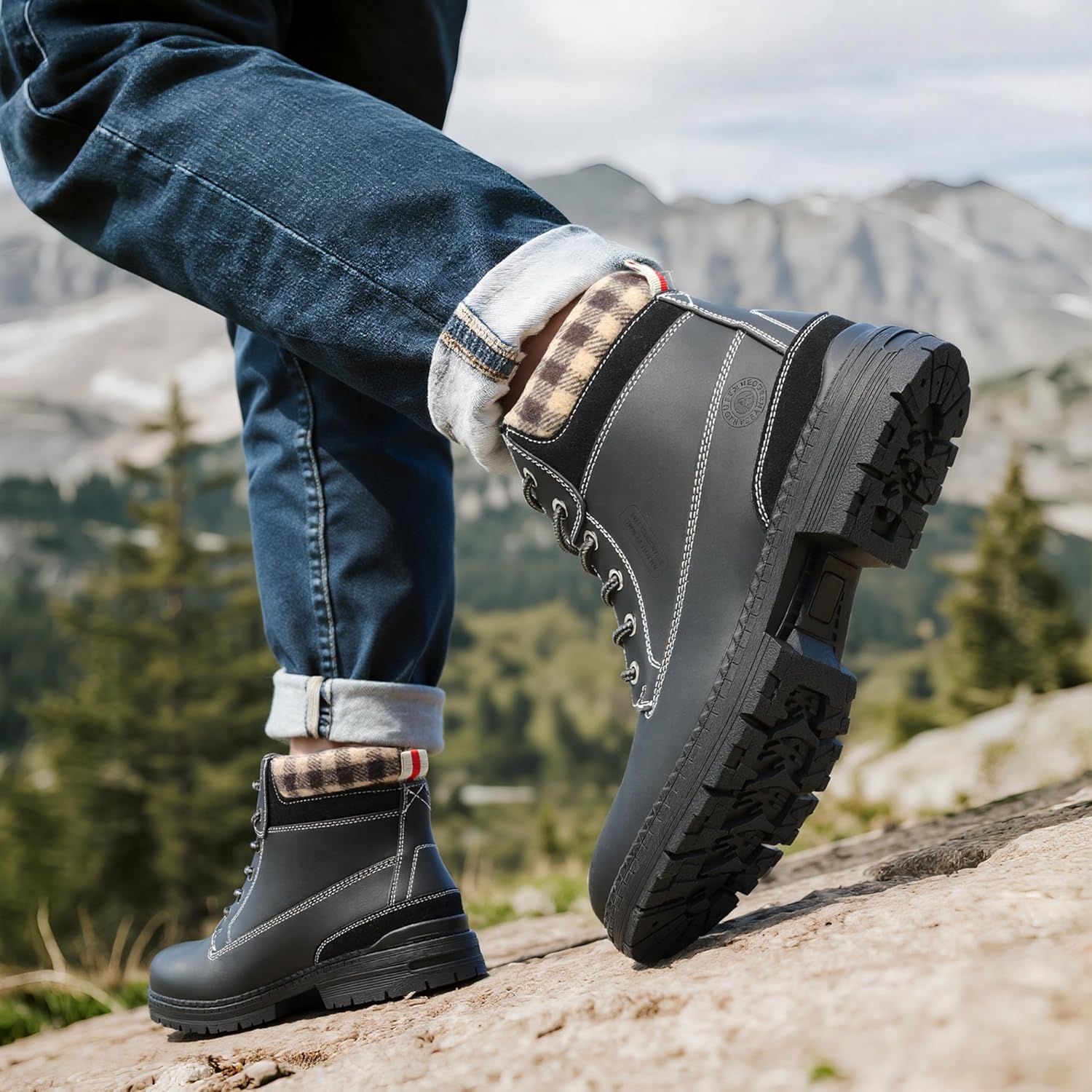 ANJOUFEMME Winter Hiking Boots Men Waterproof, Warm Work Trekking Boots for Men - Image 3