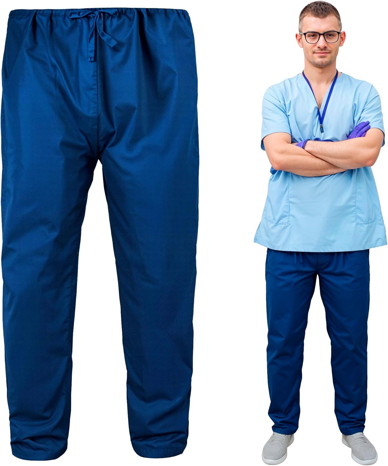 EZGOODZ Disposable Scrub Pants. SPP Disposable Pants Medical with Drawstring Tie Waist, 2 Pockets