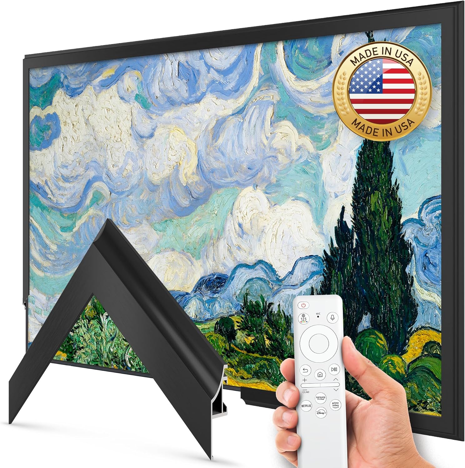 Anodized Black Scoop 43" Alloy Deco TV Frame - Compatible ONLY with Samsung The Frame TVs (Fits 2021-2026, LS03A, LS03B, LS03C, LS03D, LS03FA)