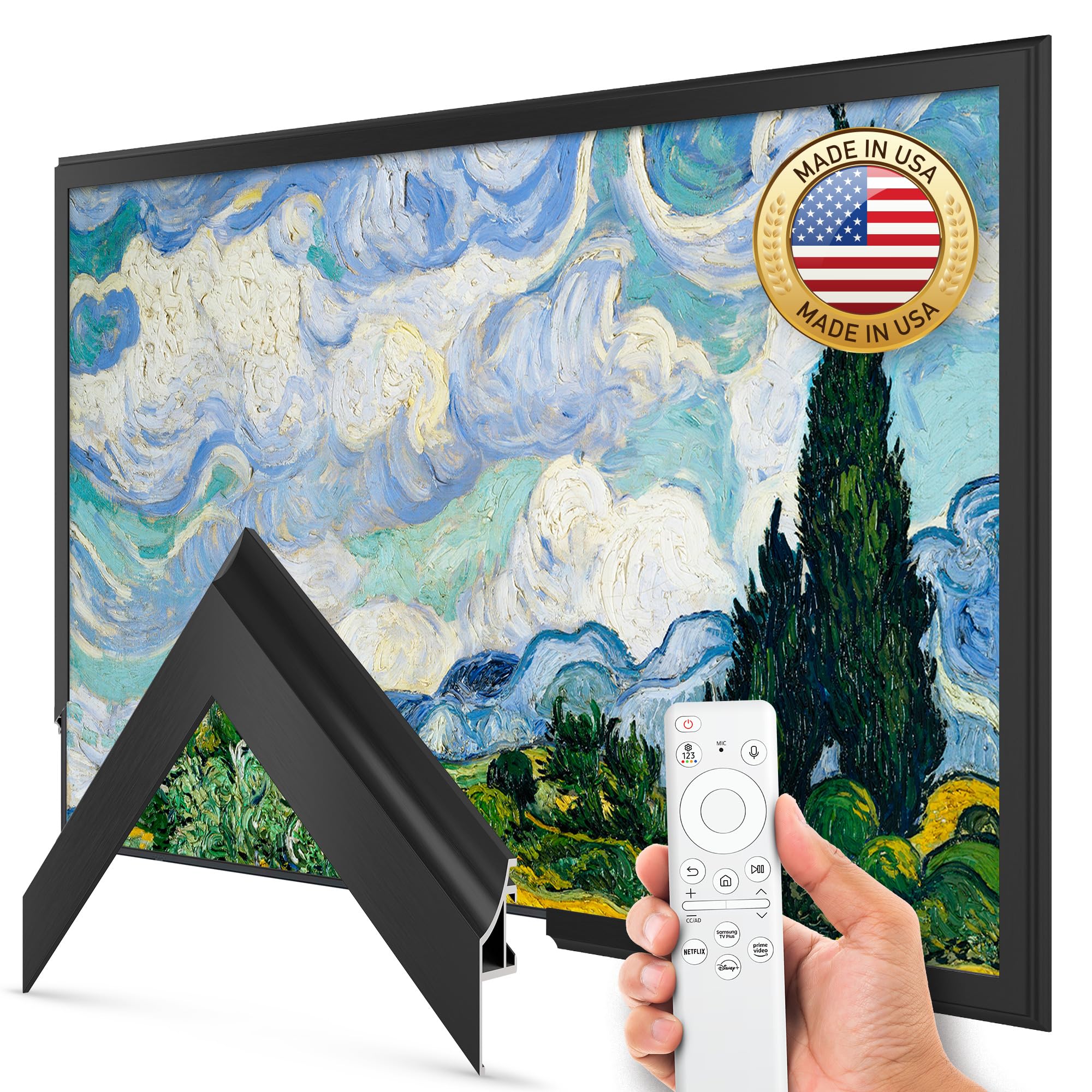 Anodized Black Scoop 55" Alloy Deco TV Frame - Compatible ONLY with Samsung The Frame TVs (Fits 2021-2025, LS03A, LS03B, LS03C, LS03D, LS03FA)