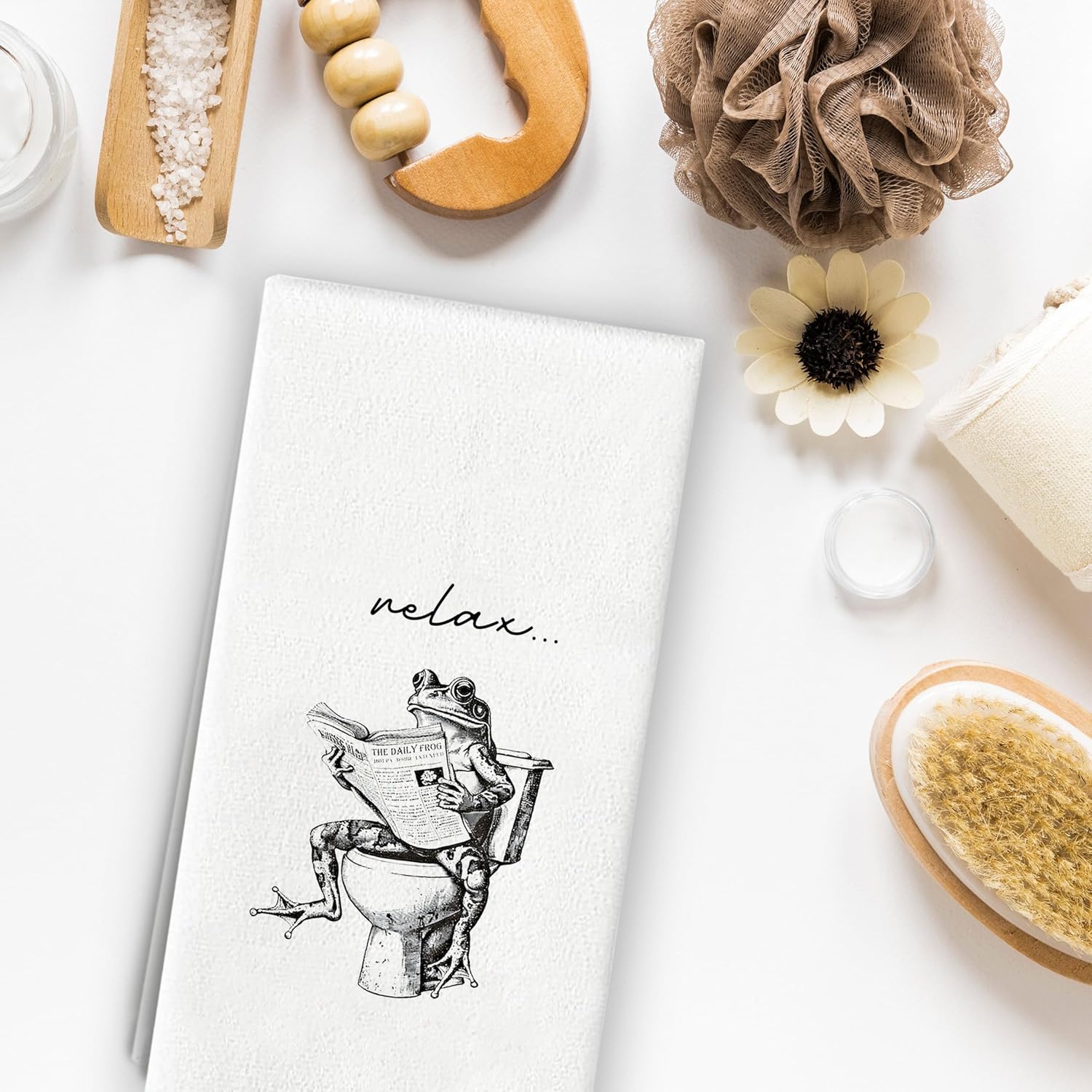 Funny Frog Hand Towels - Frog Bathroom Decor, Funny Decorative Towels for Bathroom 16x24 Inch - Image 4