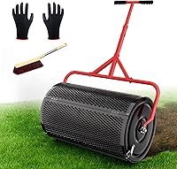 Sturdon 24 Inch Compost Peat Moss Roller Spreader for Lawn - Adjustable T-Handle, Durable Metal Mesh, Upgraded Side Locks, Black