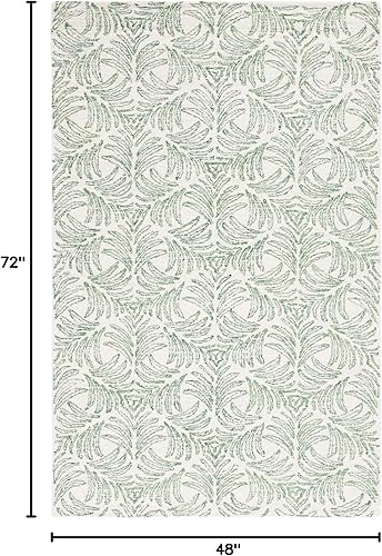 Miniatura 8 de SAFAVIEH Jardin Collection - Alfombra decorativa de 4 x 6 pies, color marfil y verde, mezcla de lana hecha a mano, ideal para zonas de alto tráfico