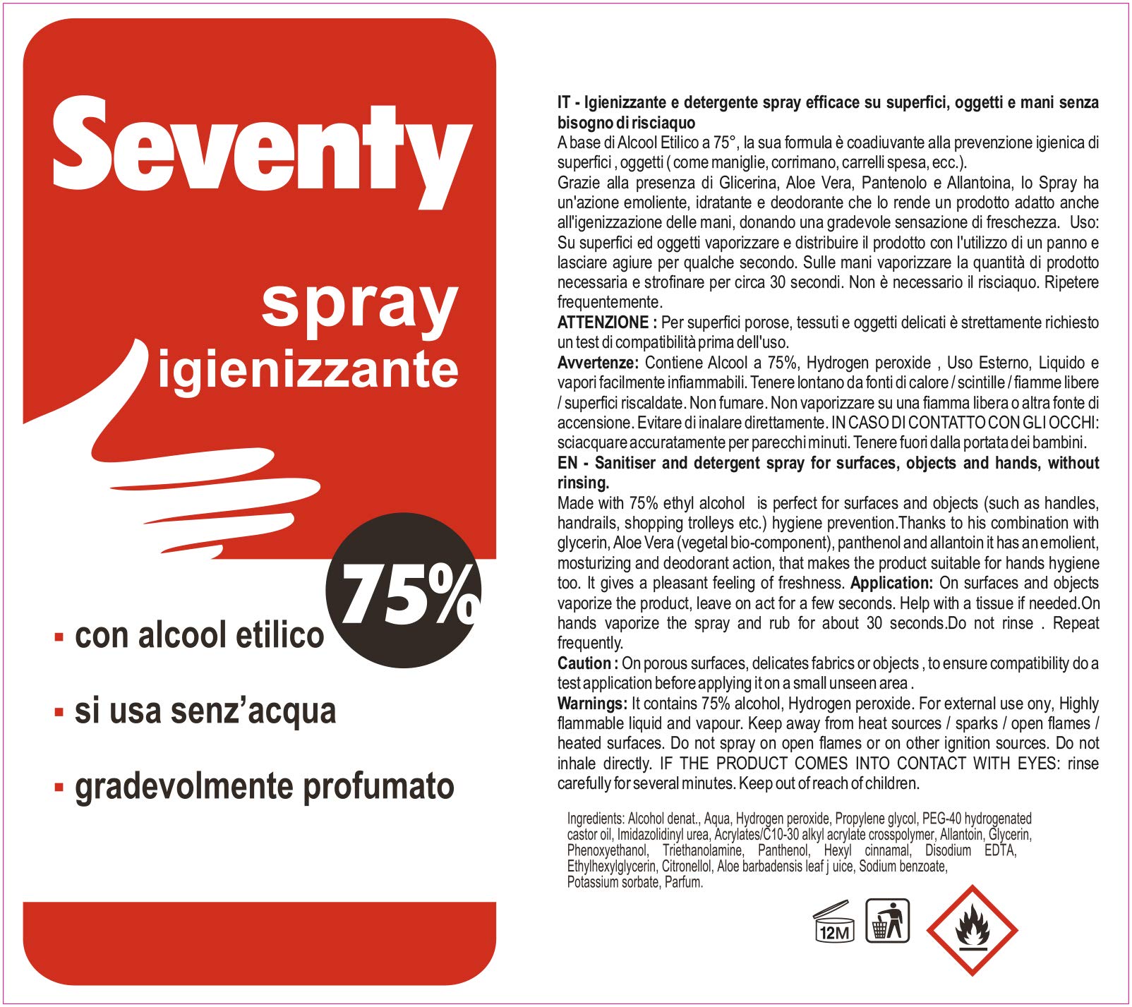 TMT Spray Igienizzante Mani, Oggetti E Superfici, 75% Alcool - 500 ml (Confezione da 2)