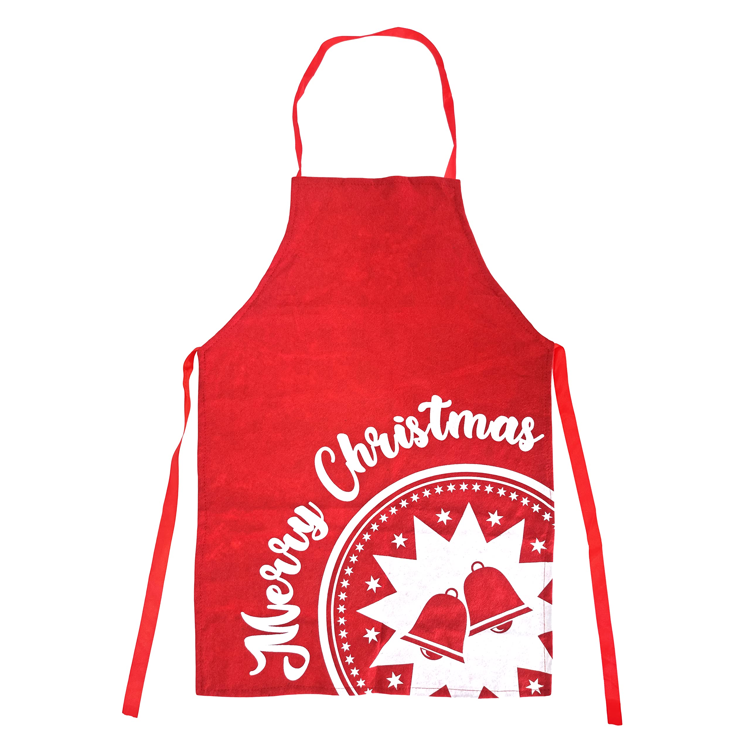 Rockparty Red Felt Christmas Cooking Apron For Adults - Merry Christmas & Jingle Bells Novelty Holiday Design