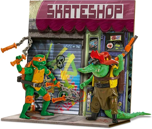 TMNT Michelangelo vs Leatherhead Actionfiguren 2er-Pack, 12 cm