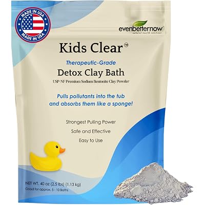 Kids Clear Detox Clay Bath, 100% Pure Sodium Bentonite - Cleansing and Purifying, by -Evenbetternow LLC – 2.5 lb (40 oz) Standard Size