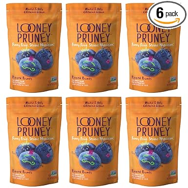 Looney Pruney Pitted Dried Prunes for the Entire Family | Always California-Grown | Kosher | No Added Sugar & No Preservatives (6 pack)