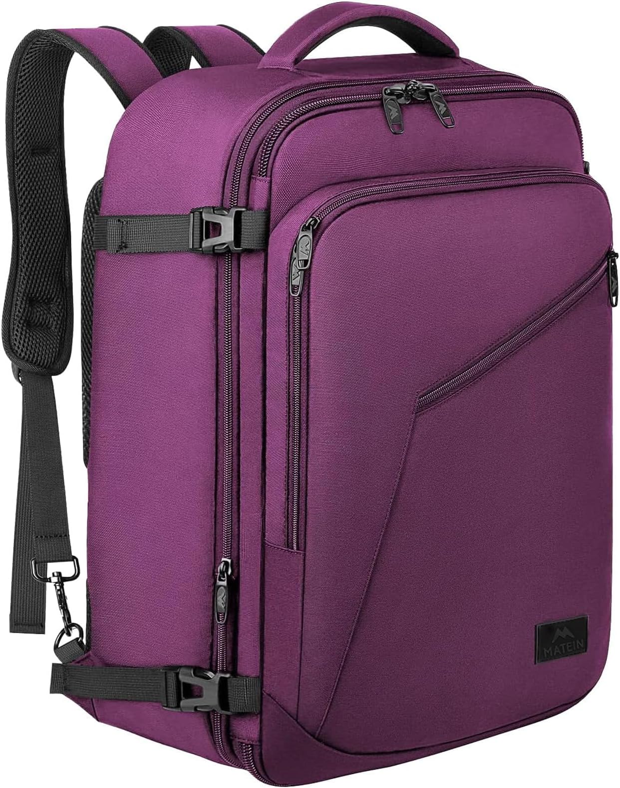 MATEIN Carry on Backpack for Women, 27L Flight Approved Backpack for Teacher Nurse, Fashion Expandable Airline Daypack for Plane, Lightweight Hiking Weekend Back Pack, Traveler Gifts, Purple