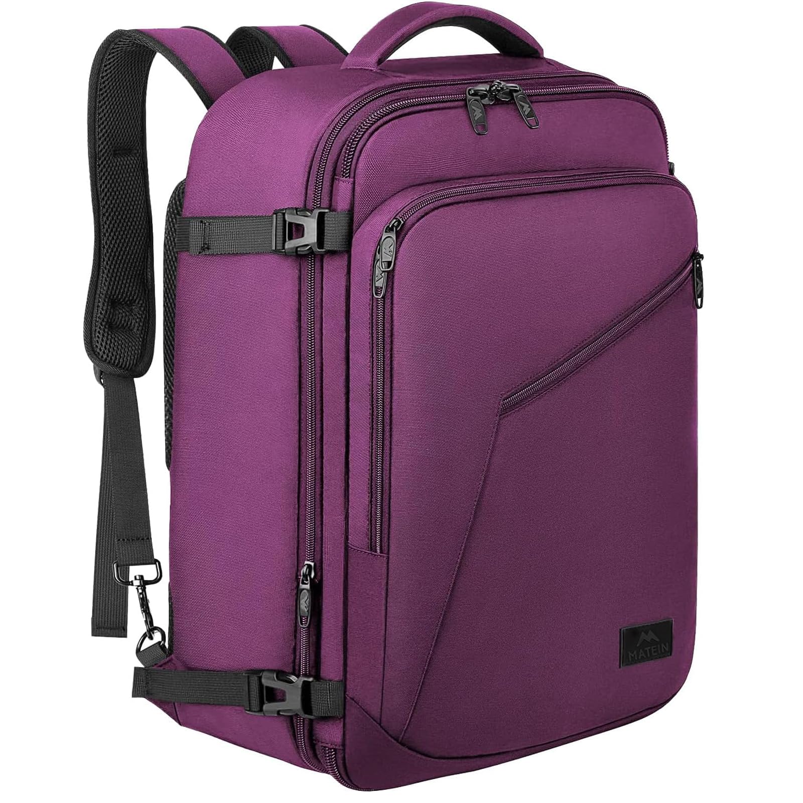 MATEIN Carry on Backpack for Women, 27L Flight Approved Backpack for Teacher Nurse, Fashion Expandable Airline Daypack for Plane, Lightweight Hiking Weekend Back Pack, Traveler Gifts, Purple