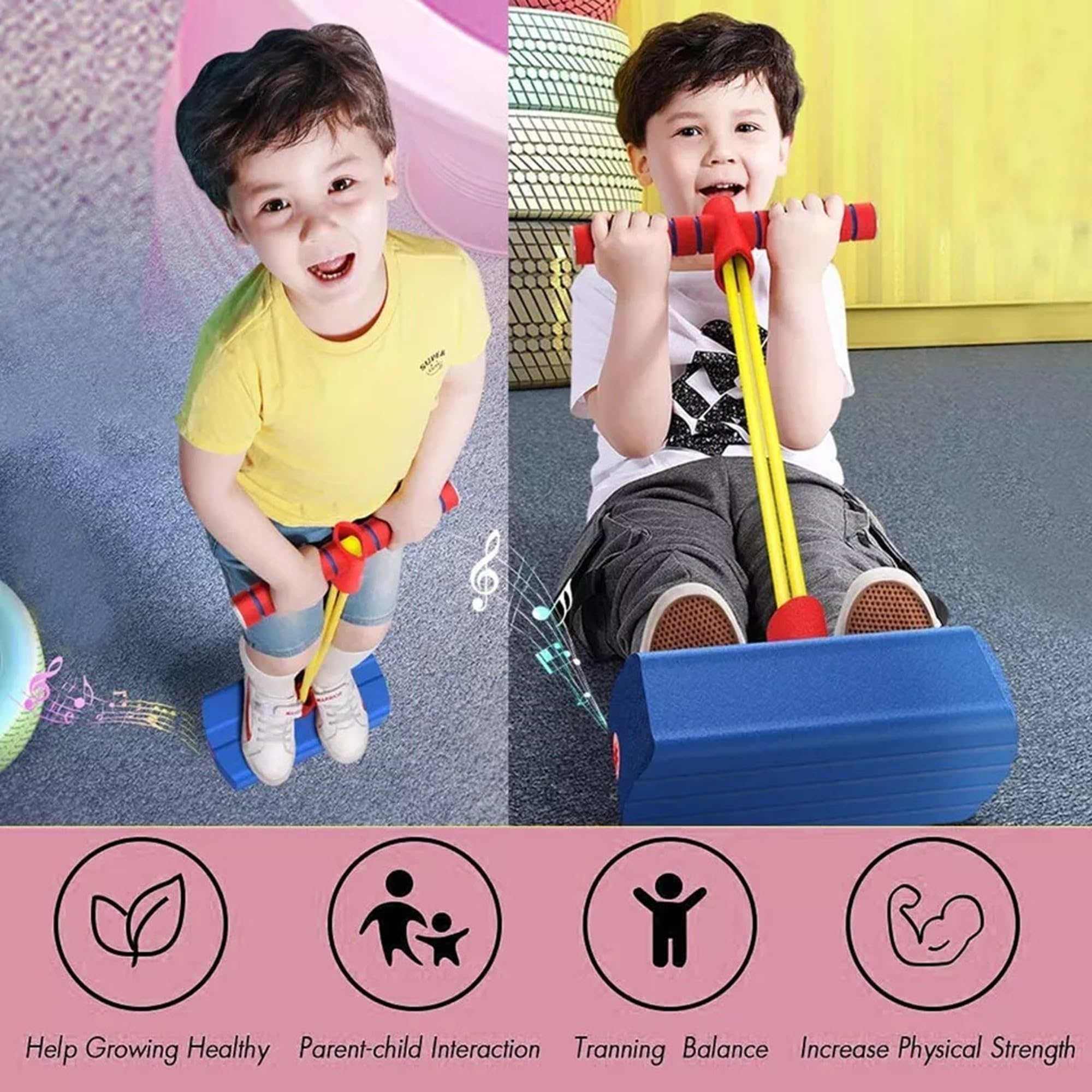 OLWICK Pogo Stick for Adults & Kids | Pogo Jumper for Kids with Balanced Design | Foam Pogo Jumper Workout Equipment for Indoor and Outdoor Use | Hopper Stick for Boys and Girls – Blue 2