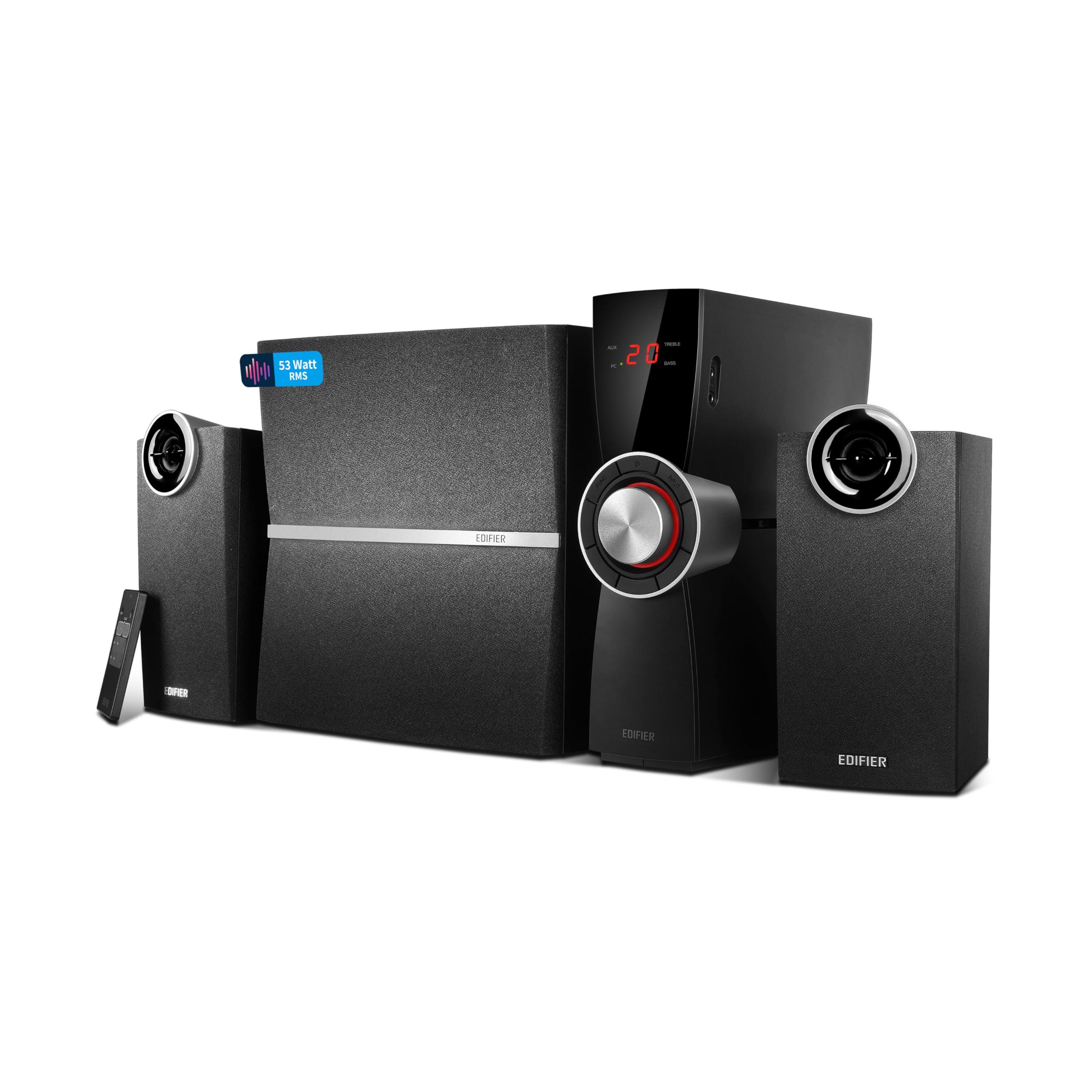Edifier C2XD – Sistema de Altavoces 2.1 (53 Vatios) con Mando a Distancia y Entrada Digital