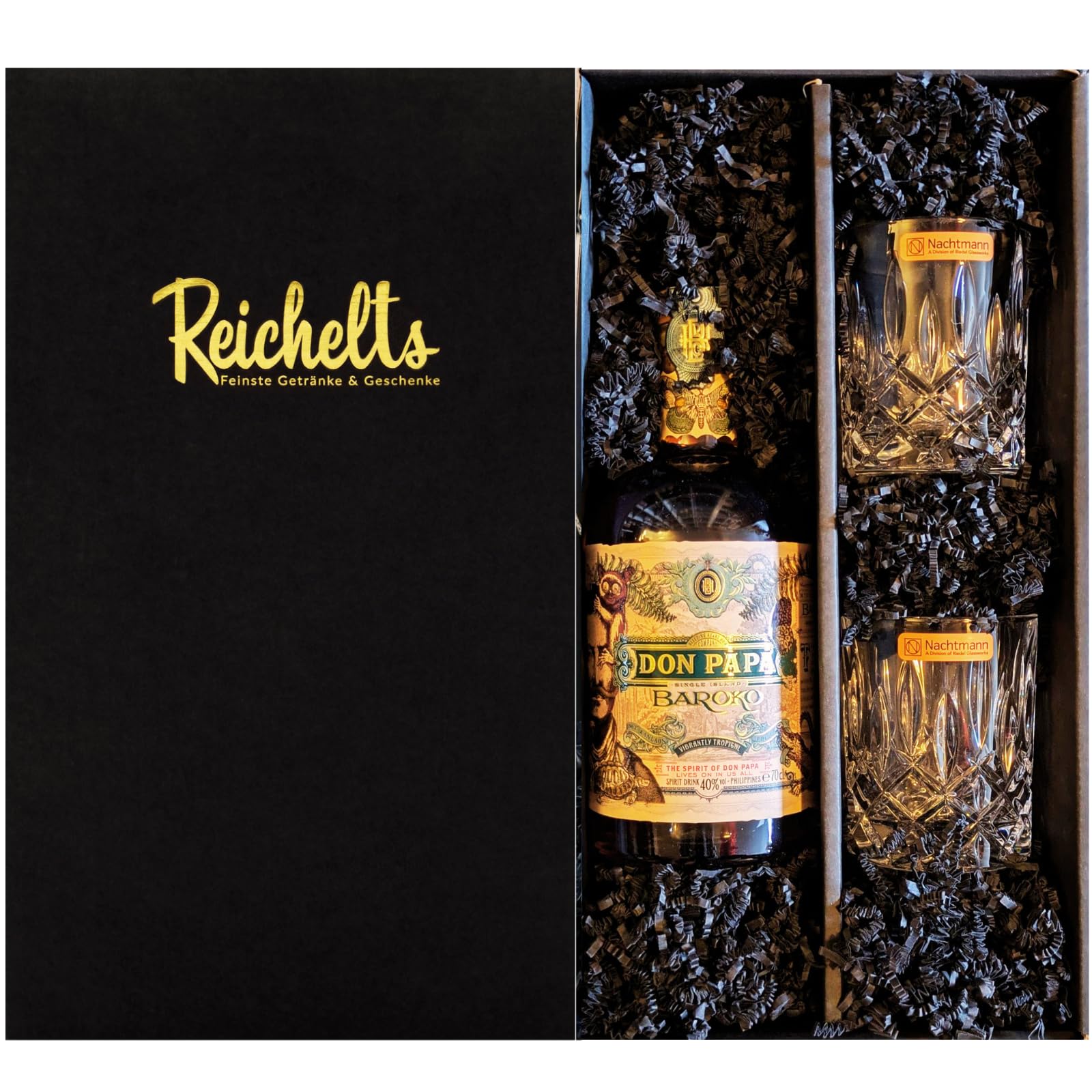 Don Papa Baroko Rum 0,7 l 40% + 2 x Nachtmann Tumbler in Präsentbox by Reichelts