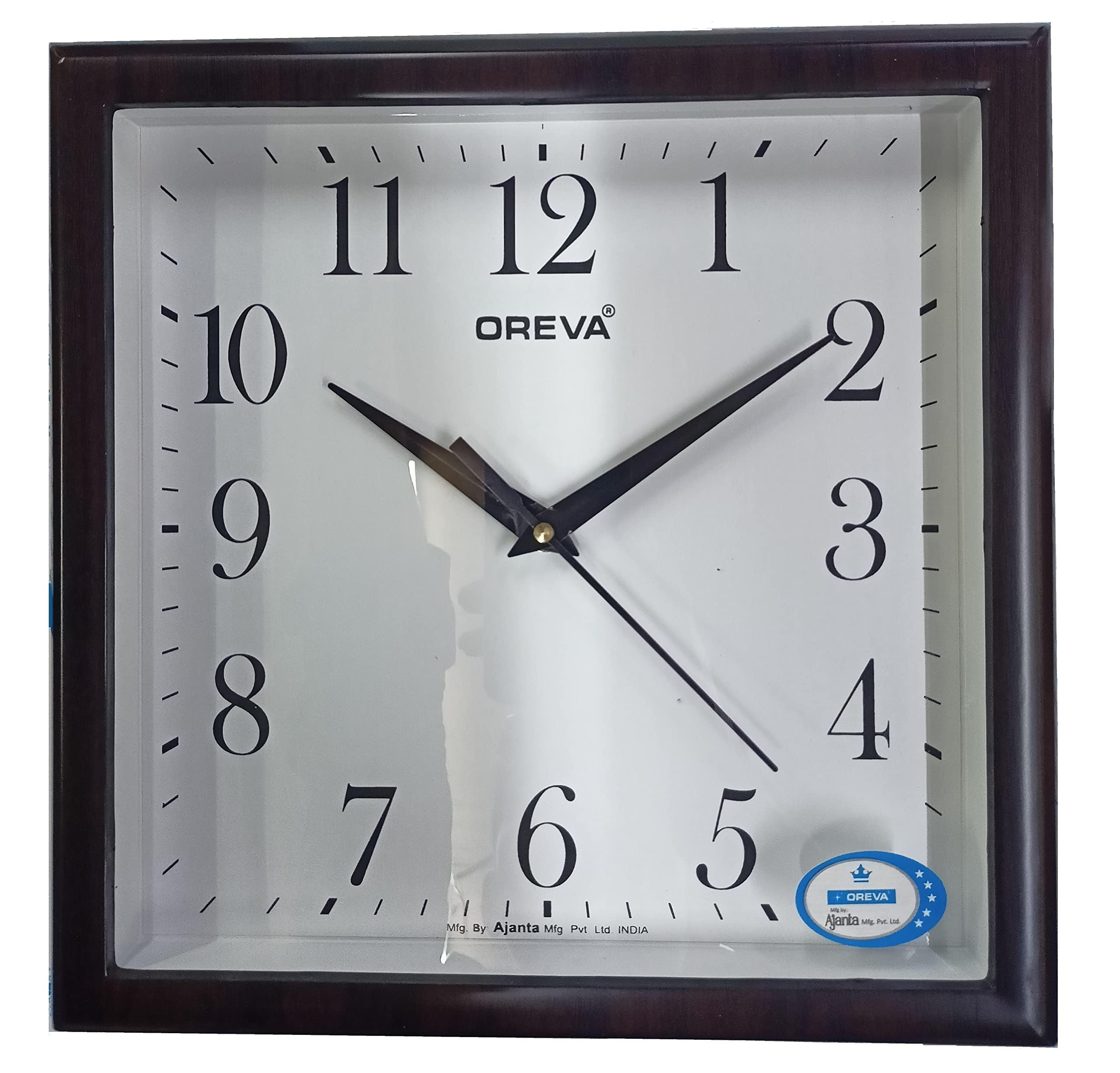 OREVA Plastic Round Shape Simple Wall Clock (28 x 4.3 x 28 cm, Cola, AQ-6407)