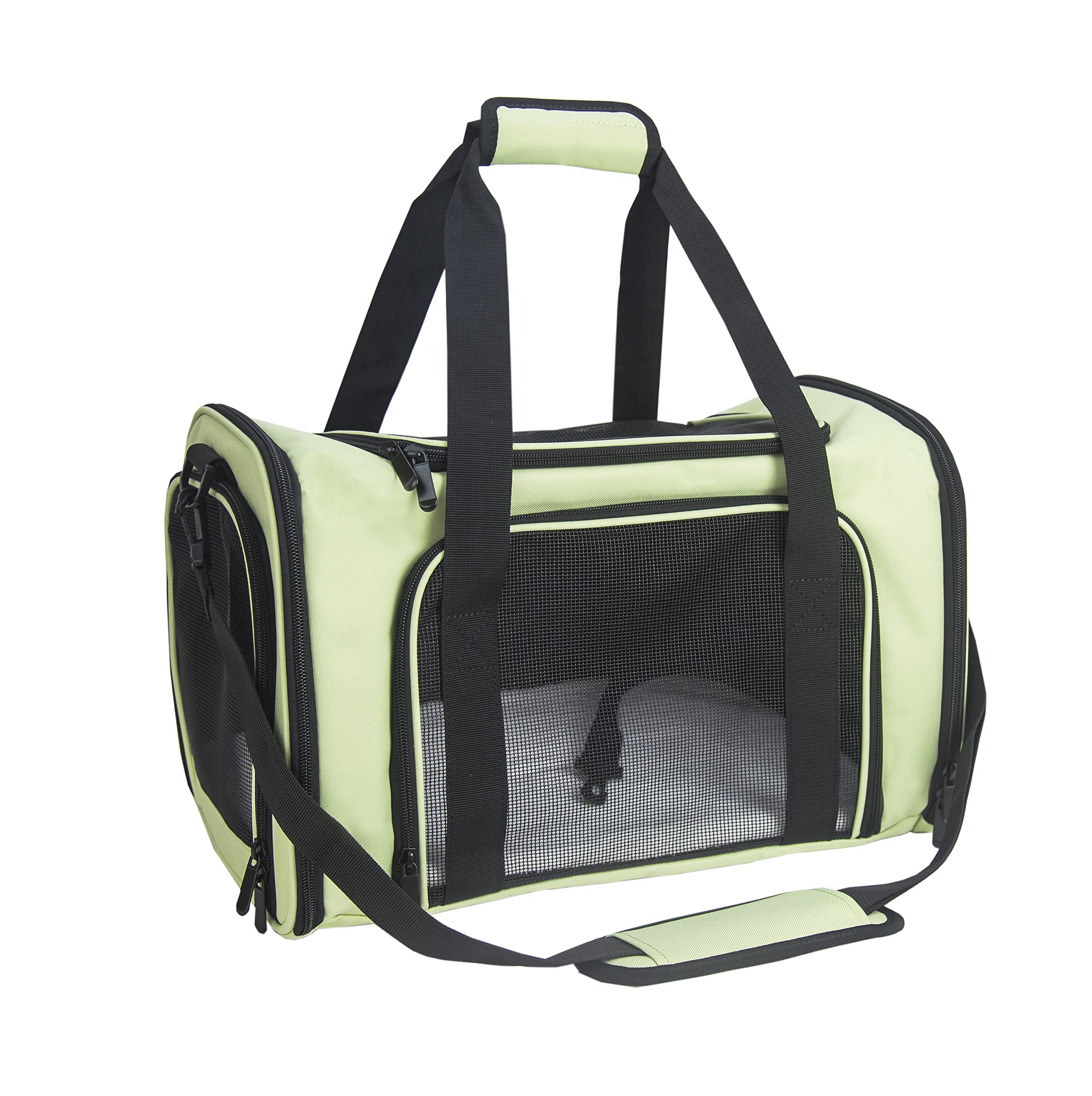 NextFri Soft Sided Carrier for Cats Dogs,TSA Airline Approved Collapsible Travel Pet Carrier (Green, Medium)