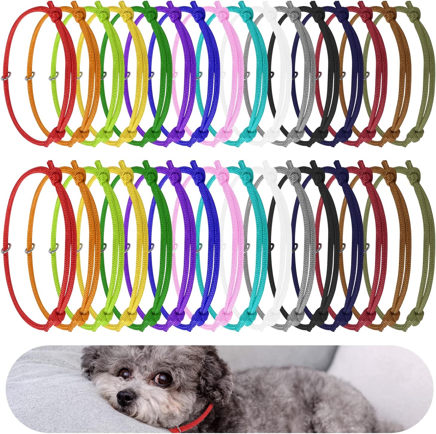 32pcs Puppy Collar Pack, Puppy Id Collars Soft Nylon Adjustable Puppy