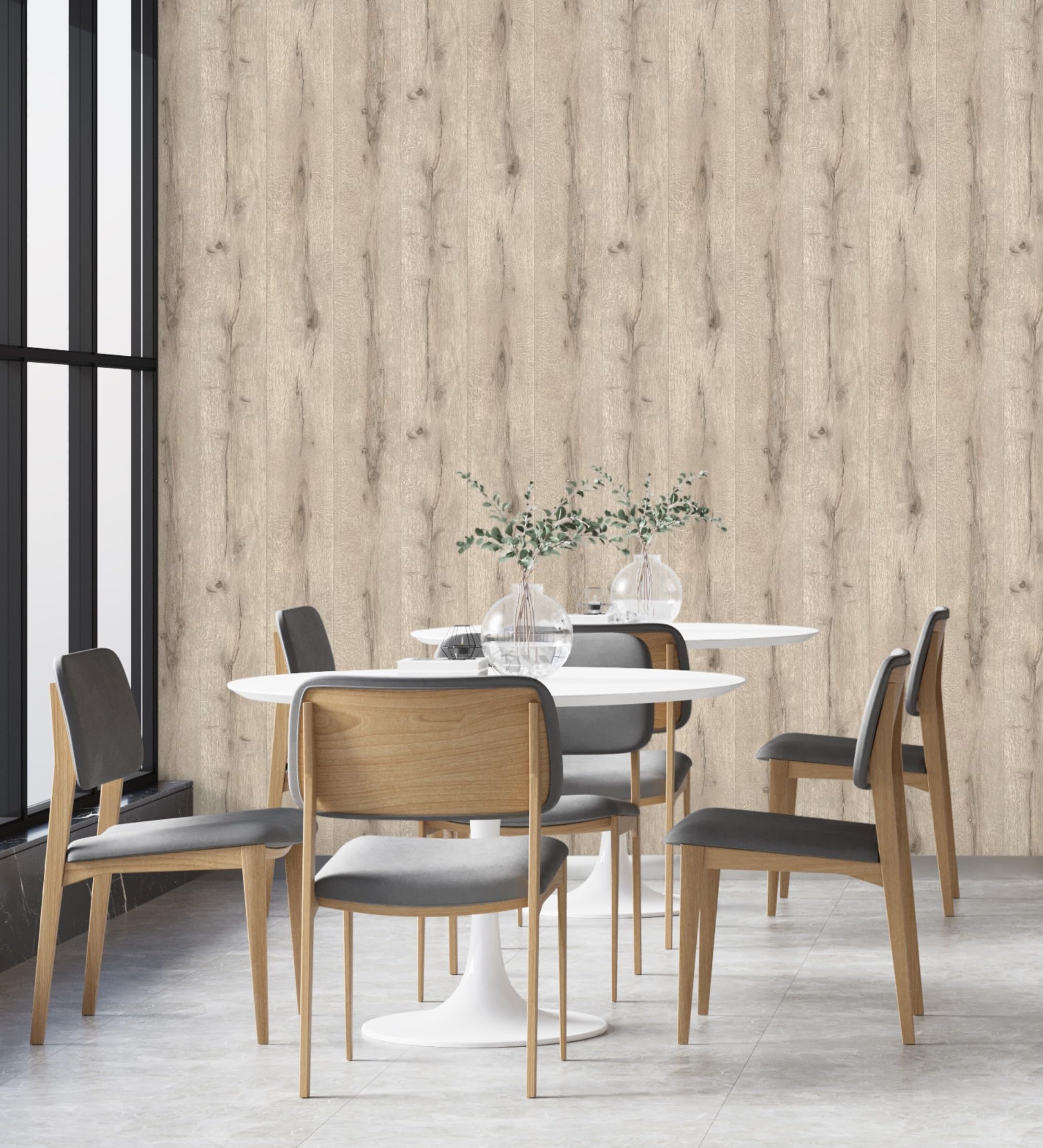 Papier peint vinyle effet bois rustique pour transformer votre salon et cuisine