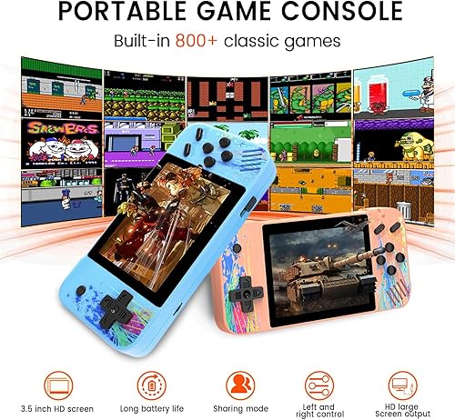 Miniatura 2 de Juego de mano con pantalla HD de 3.5 pulgadas, 800 videojuegos retro precargados, nuevo reproductor de juegos portátil para cumpleaños, hogar,