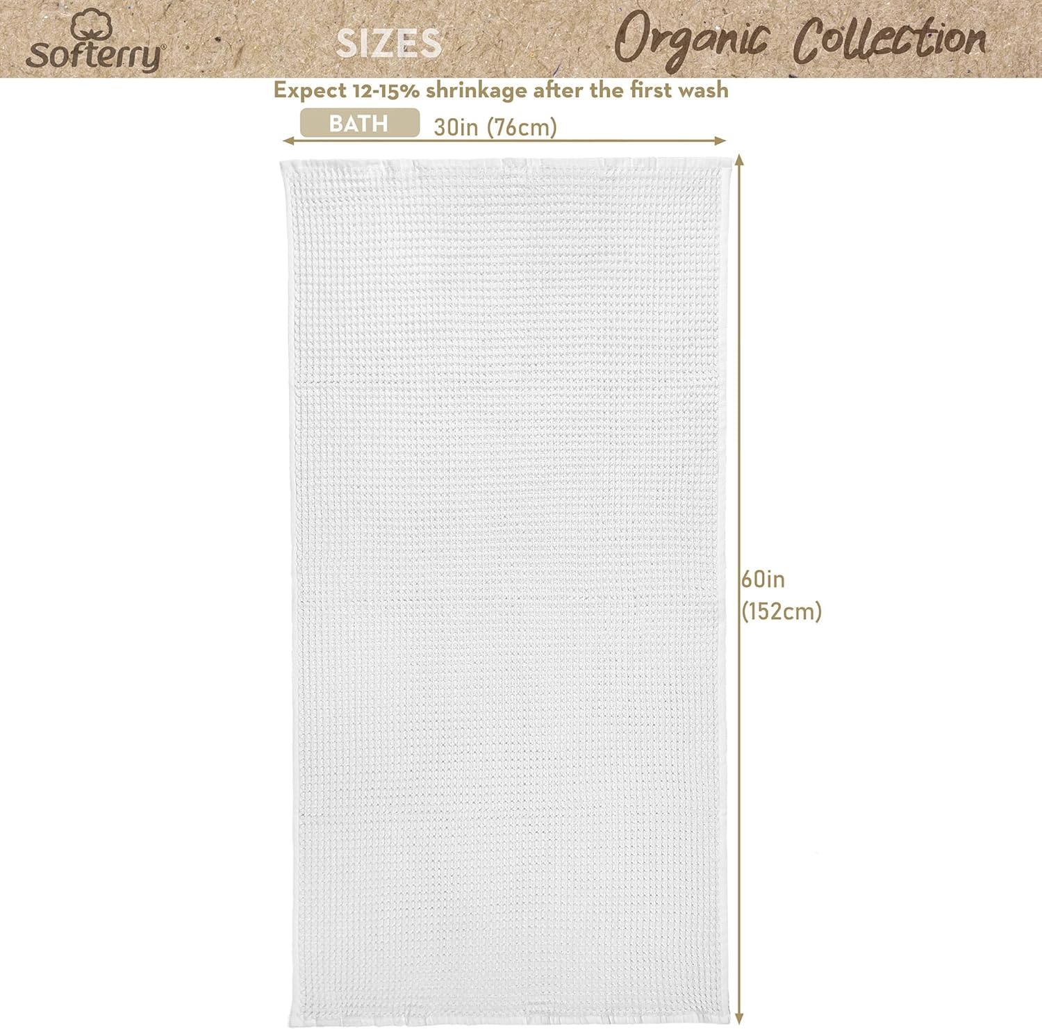 Softerry European Waffle Weave Bath Towel Set - 100% Organic Cotton - Quick Dry Lint Free Thin and Absorbent - Fade Resistant - Eco-Friendly (Set of 2 Bath, Space Gray)