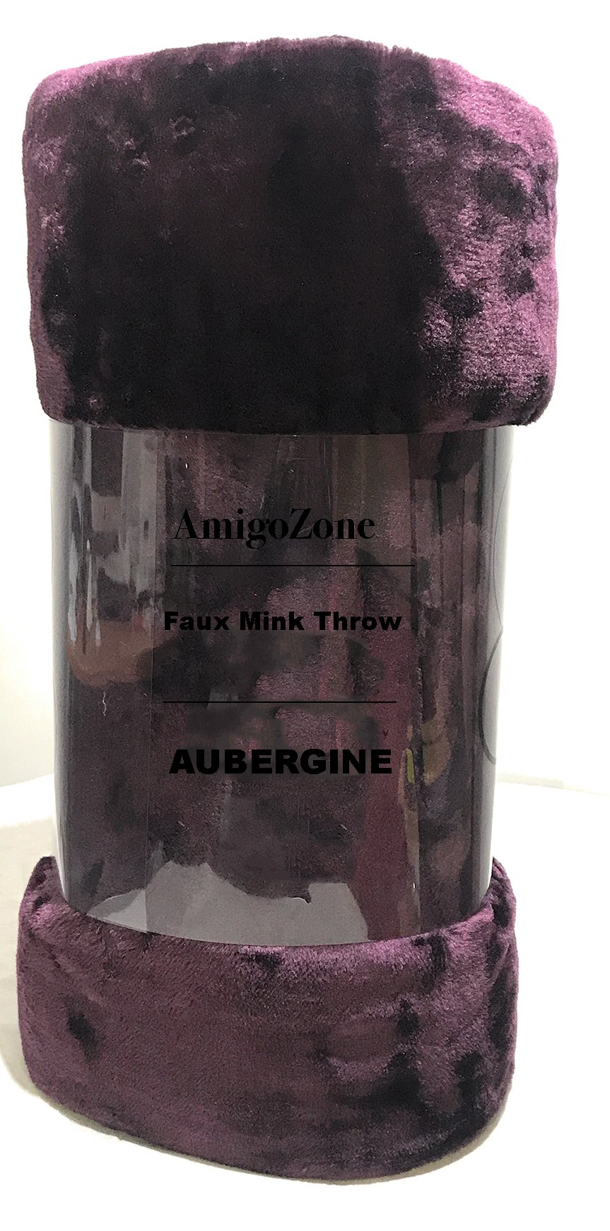 Amigozone Aubergine Soft Luxury Faux Fake Fur Mink Throw Sofa Bed Blanket (, Double)