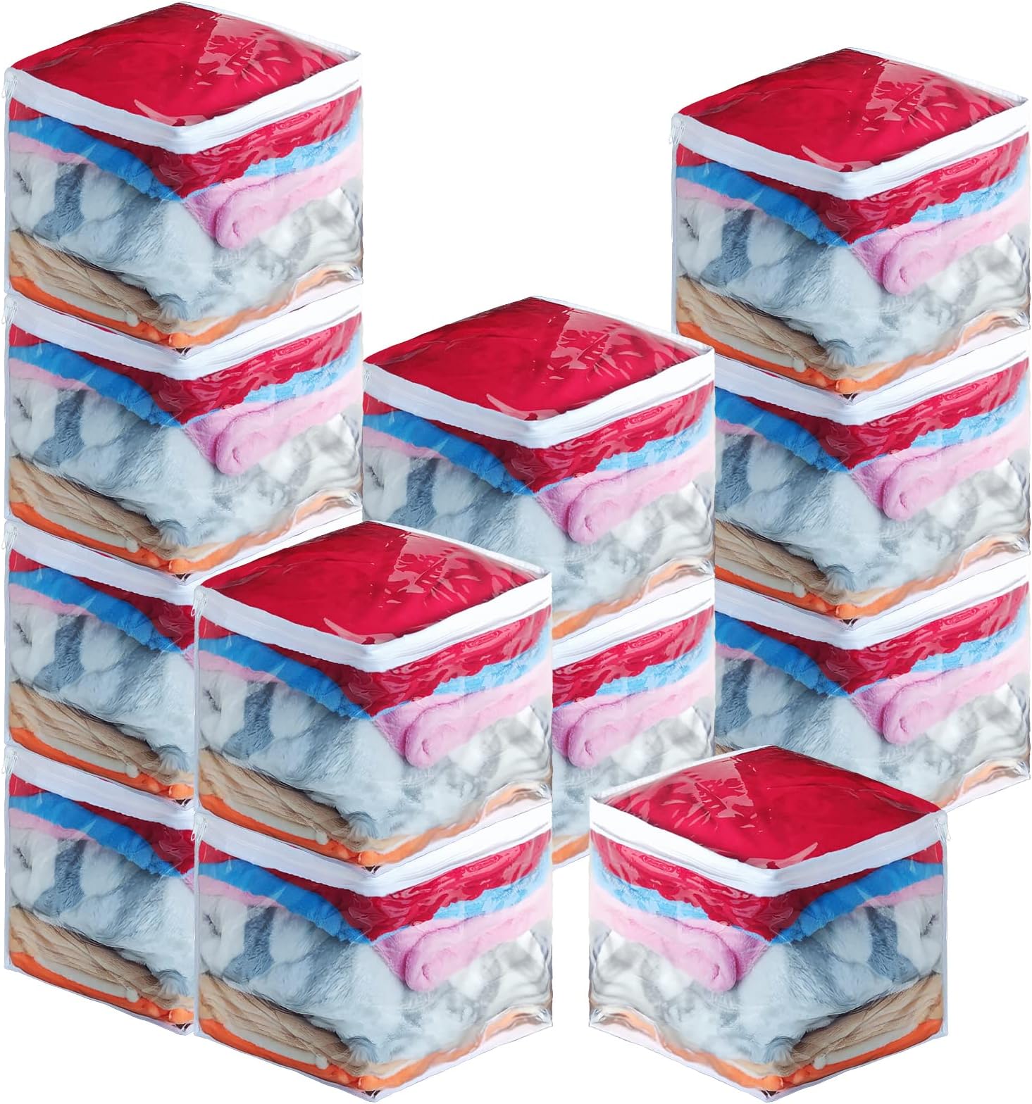 10Pack Clear Vinyl Zippered Storage Bags 12 x 15 x 5 Inch