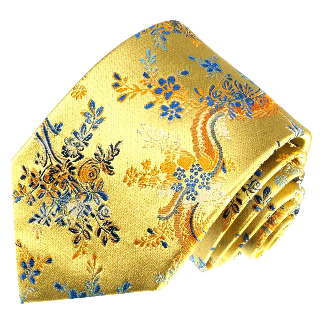 LORENZO CANA Cravate en soie italienne 100% soie - doré bleu orange blanc