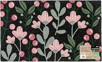 JVL Eco-Friendly Latex Backed Coir Entrance Doormat, 45x75cm - Floral