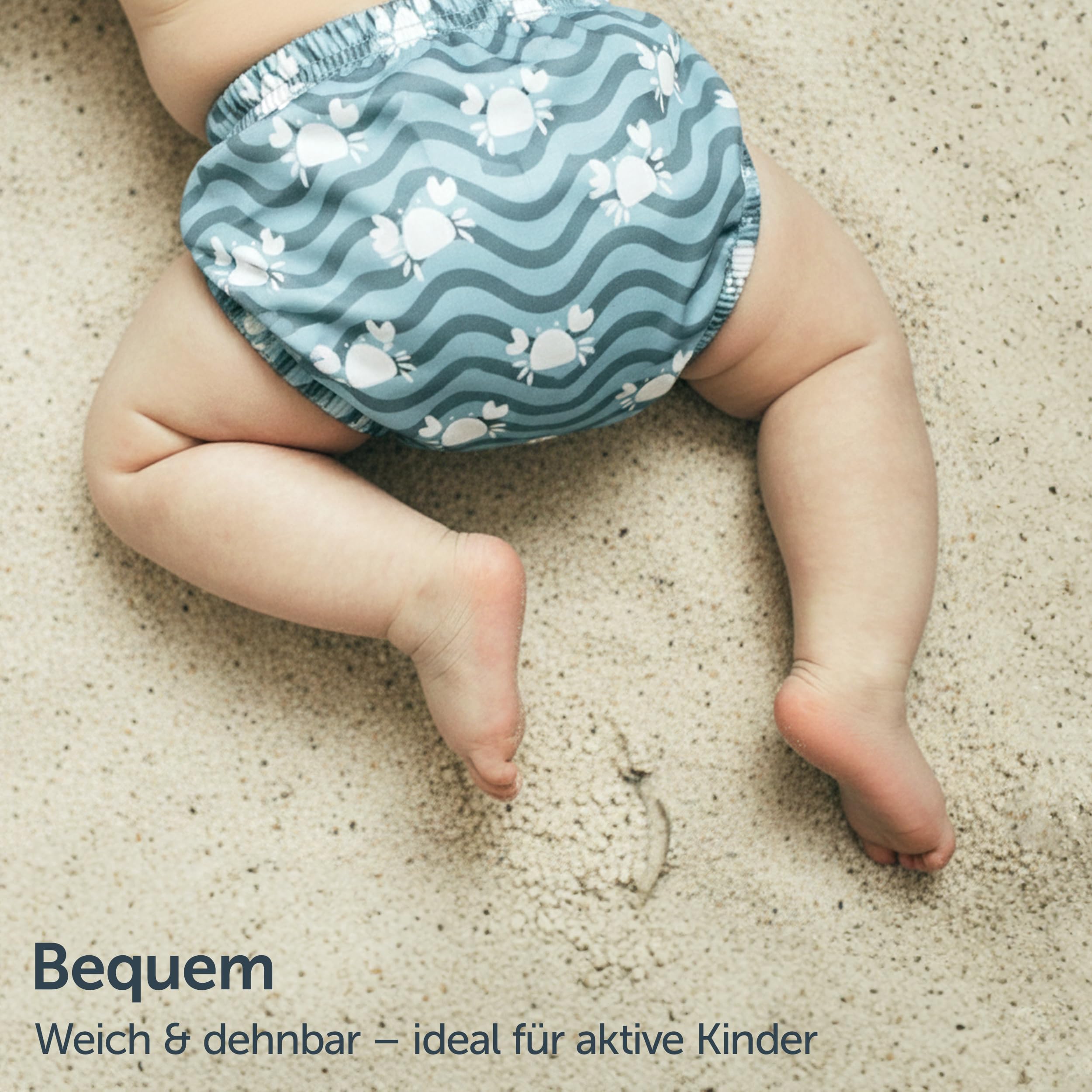 LaLoona Baby Schwimmwindel | Wiederverwendbare Badewindel mit OEKOTEX Standard 100 | schnelltrocknend & bequem für Pool und Strand – Krabbe Grün - 86-92 - 4