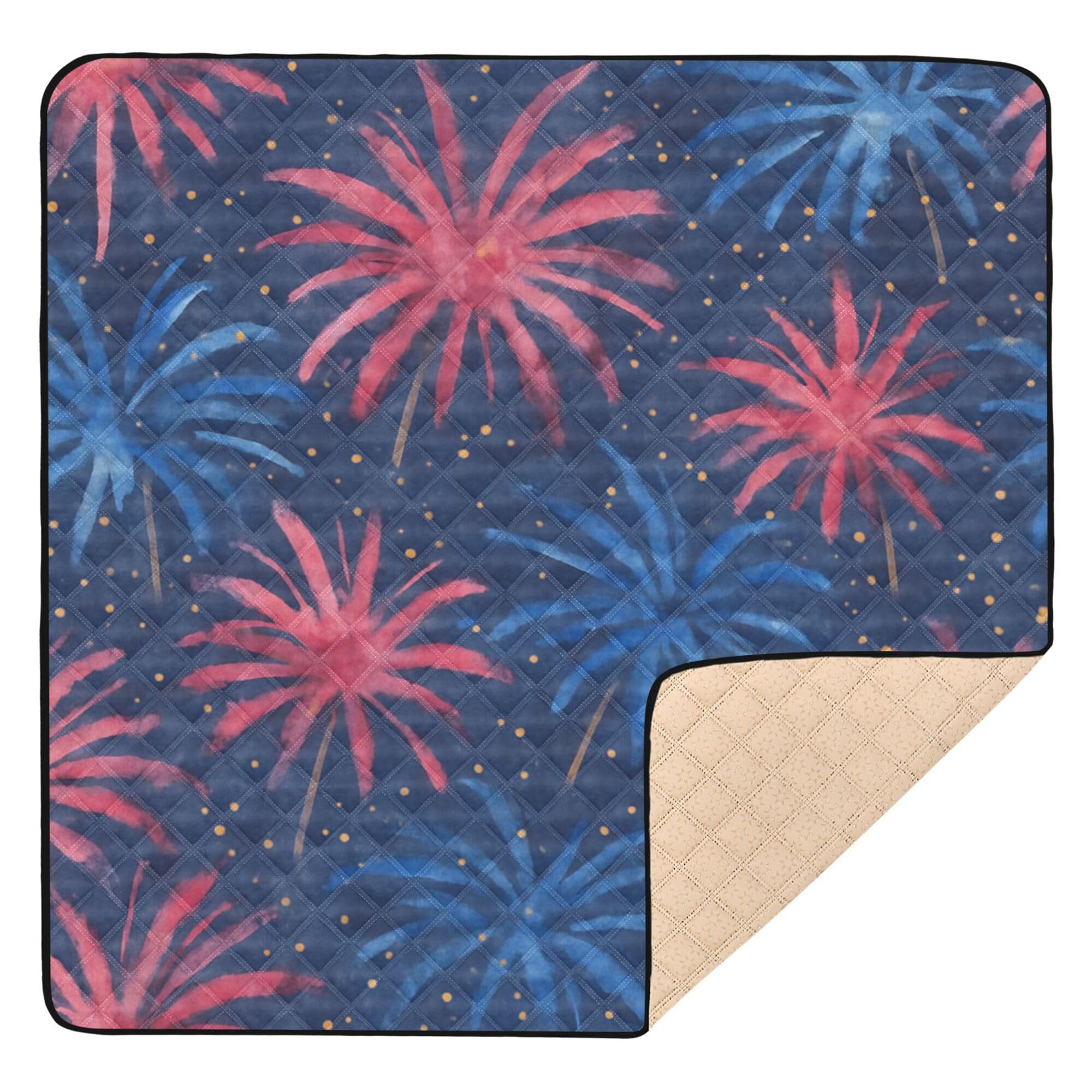 Grand tapis de jeu antidérapant pour bébé motif feux d'artifice aquarelle pour le sol, résistant à l'eau, tapis à ramper pour bébé et tout-petit, 127 x 127 cm