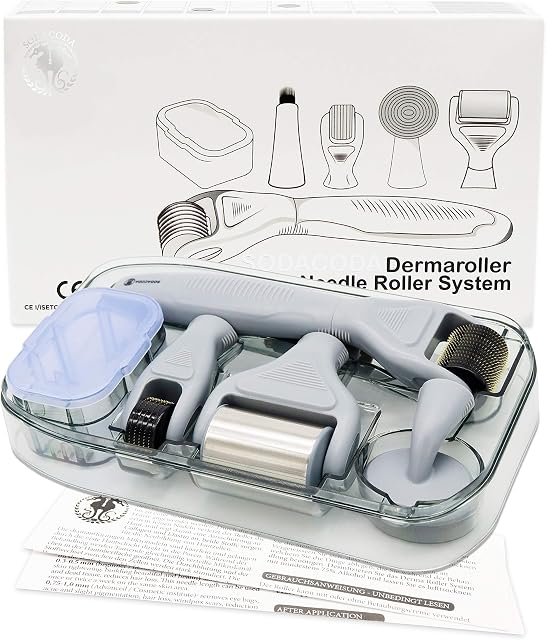 Sodacoda Titanium Micro-Needles Derma Roller and Pen 6-in-1 Set