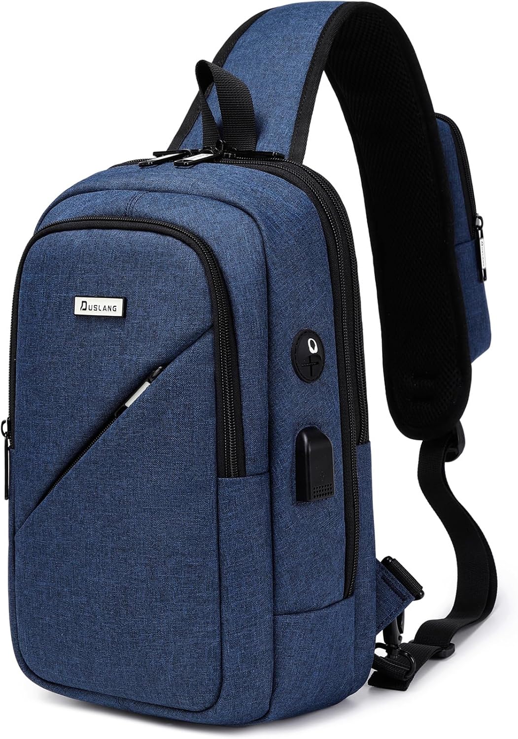 DUSLANG Crossbody Sling Backpacks for Men, Casual Shoulder Backpack Daypack Chest Bags with USB Charger Port For Camping Biking Travel Cycling